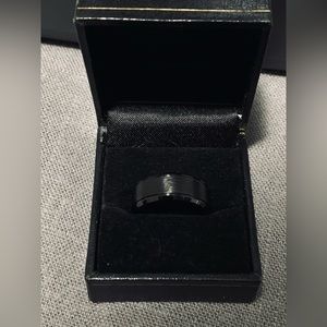 8mm Wedding Band Black Tungsten Carbide